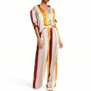 Fe Noel x Target Mixed Vertical Stripe Button Down Shirt and Wide Leg Pants Set